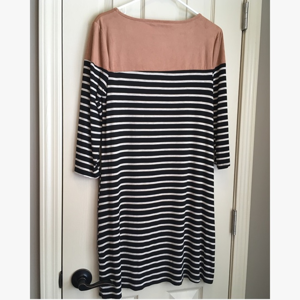 Suede & Jersey Stripe Dress - Picture 5 of 5